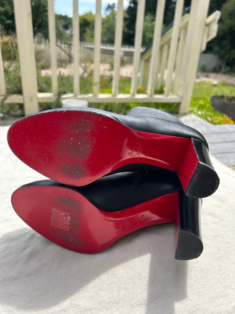 Authentic Louboutin Adox 85 Black Leather Ankle Red Bottom Booties 39 US 8.5 - Picture 7 of 14